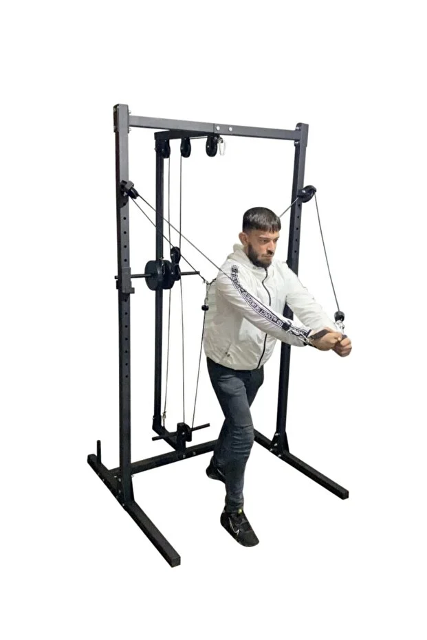 Lat & Row Eklentili Squat Rack Cable Crossover Fly Çalışma İstasyonu